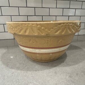 RRP Vintage Robinson Ransbottom Mixing Bowl 391 Banded Yellow Ware Pottery - OH